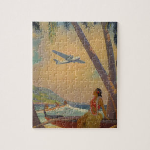 Puzzle Viaje hawaiano del vintage - bailarín del chica de