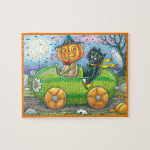 PUZZLE VIAJE POR CARRETERA HALLOWEEN, AMIGOS DE JACK Y GA