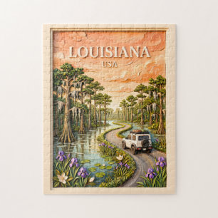 Puzzle Viaje por carretera vintage de Luisiana, textura 3