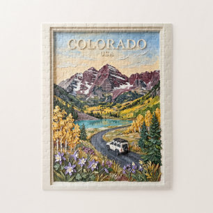 Puzzle Viaje por Colorado Vintage Rocky Mountain Travel