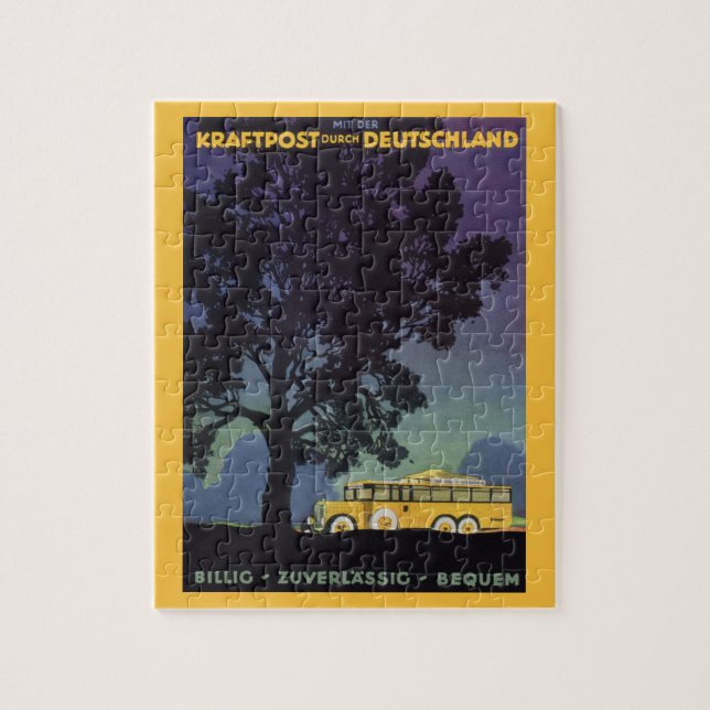 Puzzle Viajes antiguos, Alemania, autobús amarillo por la (Vertical)