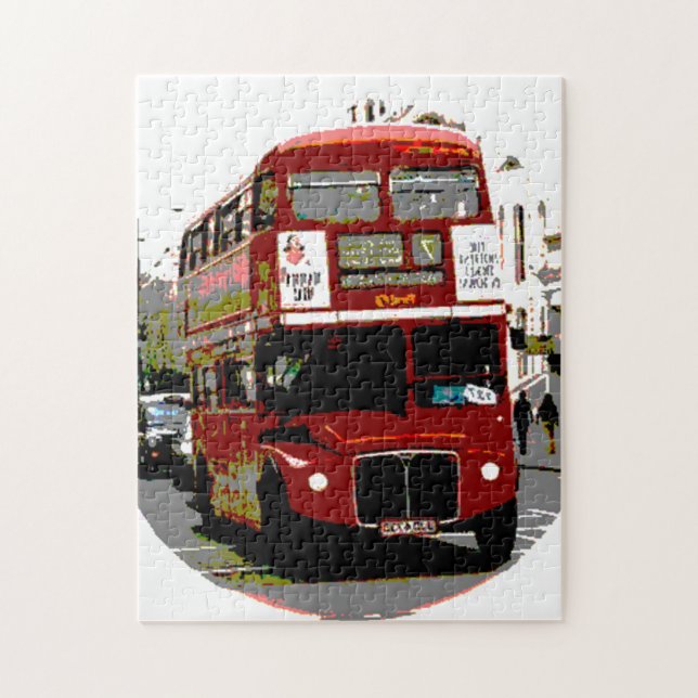 Puzzle Viajes de arte de los autobuses rojos de Londres (Vertical)