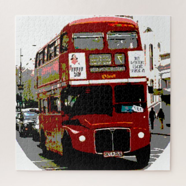 Puzzle Viajes de arte de los autobuses rojos de Londres (Vertical)