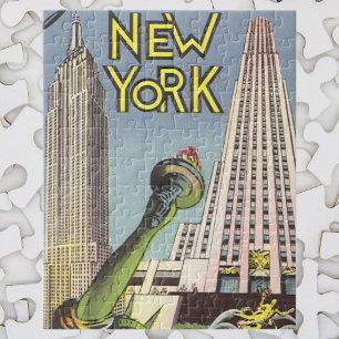 Puzzle Viajes de época, famosos monumentos de Nueva York