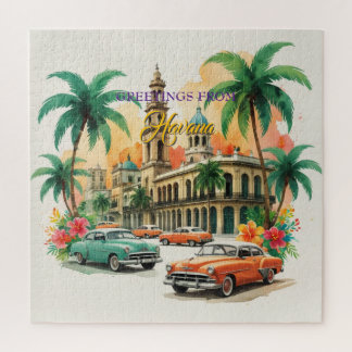 Puzzle Viajes de la Cuba de la Vintage - Saludos desde La