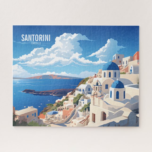 Puzzle Viajes de la isla Santorini en Grecia (Horizontal)