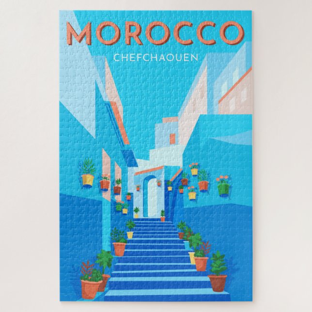 Puzzle Viajes por el Marruecos de Chefchaouen moderno (Vertical)
