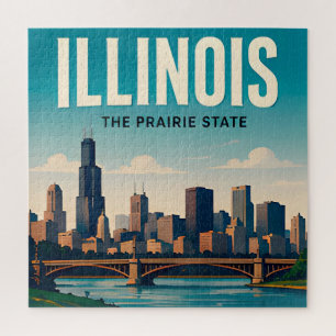 Puzzle Viajes por Illinois Chicago Springfield Medio Oest