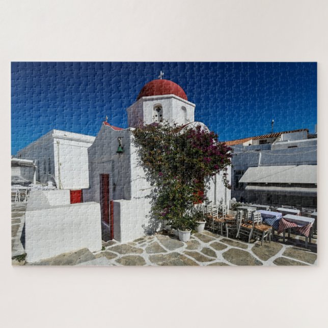 Puzzle Viajes por Mykonos Grecia - Church Cafe Europa Tur (Horizontal)