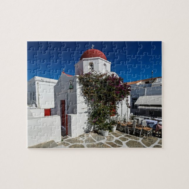 Puzzle Viajes por Mykonos Grecia - Church Cafe Europa Tur (Horizontal)