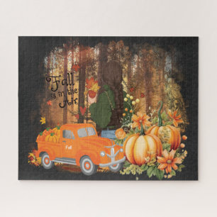 Puzzle Vibes De Otoño, Un Coche Cargado Con Calabaza