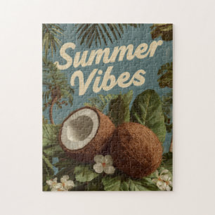 Puzzle "Vibes de verano" con cocos y follaje tropical