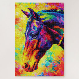 Puzzle Vibrant Impasto Horse Portrait Colorful Wild