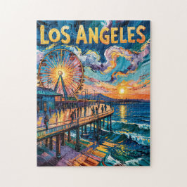 Puzzle Vibrant Los Angeles Pier Sunset Van Gogh Vintage