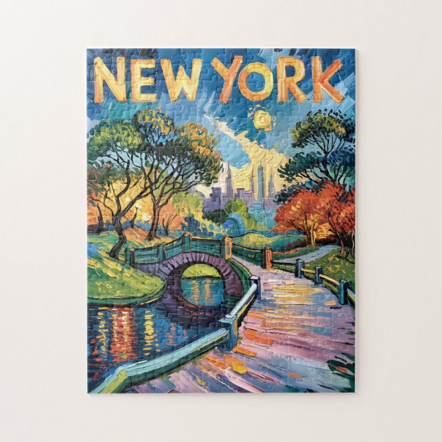 Puzzle Vibrant New York Central Park USA Van Gogh Style (Vertical)