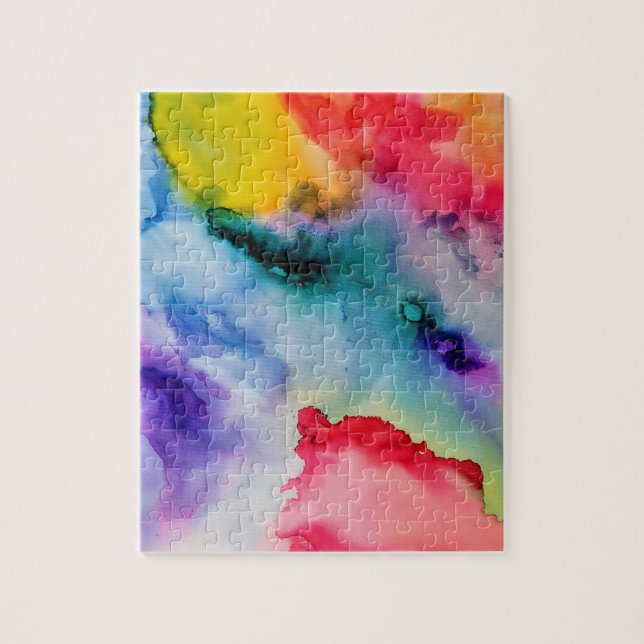 Puzzle Vibrant Rainbow Watercolor Pattern (Vertical)