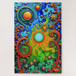 Puzzle Vibrante arte solar psicodélico - Patrones abstrac