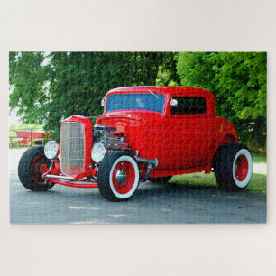 Puzzle Vibrante coche rojo Hot Rod