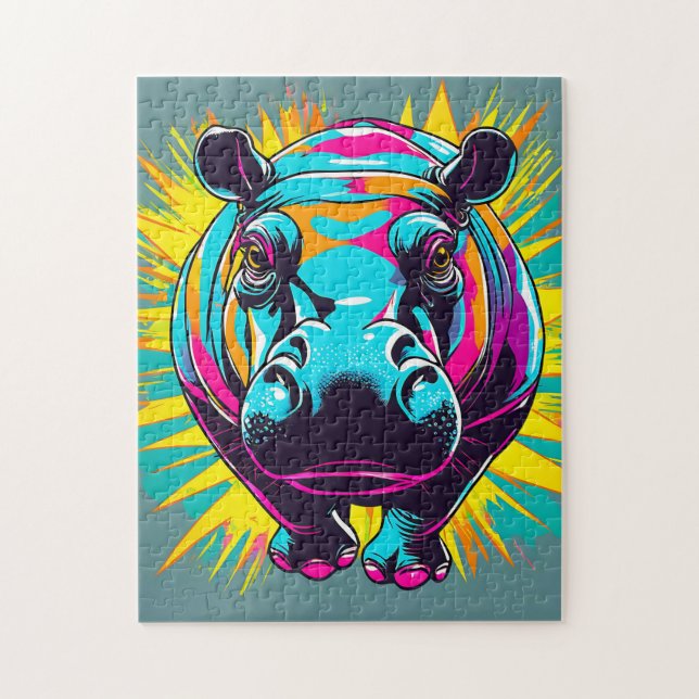 Puzzle Vibrante Hippo Animal (Vertical)
