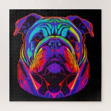 Vibrante multicolor de Bulldog de estilo negro cla