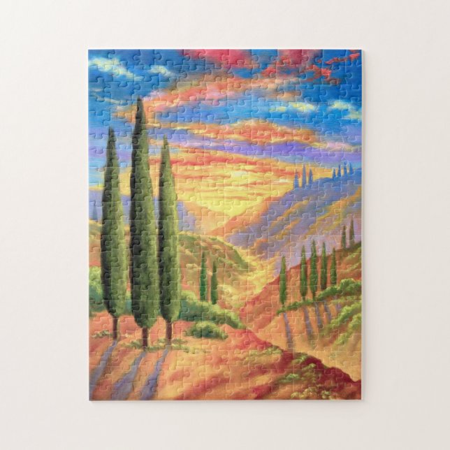 Puzzle Vibrante paisaje toscano Naranja del atardecer ver (Vertical)