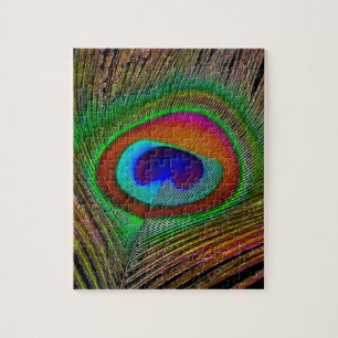 Puzzle Vibrante pluma de cobre para pavo real