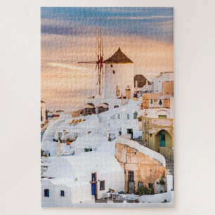 Puzzle Vibrante puesta de sol en Santorini Grecia
