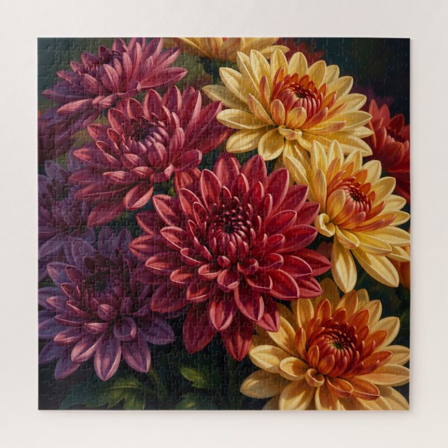 Puzzle Vibrante ramo floral de dalias  (Vertical)