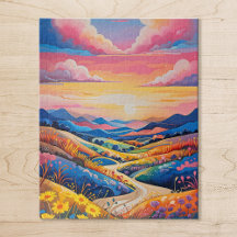 Vibrante Rolling Hills Sunflower Art Painting