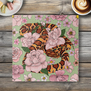 Puzzle Vibrante serpiente de maíz Flores de peonía rosada