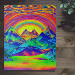 Puzzle Vibrante Sunset Mountains Paisaje Arte Psicólico<br><div class="desc">Difícil de resolver el rompecabezas trippy de la sierra de jigvia de arte psicolar con más de 500 piezas. La escena representa una puesta de sol detrás de montañas representadas en colores vibrantes que van desde verde ácido a rojos audaces y violetas y azules fuertes. Desafío divertido para cualquiera que...</div>