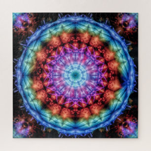 Puzzle Vibrante Tie Dye Kaleidoscope Arcoiris Mandala