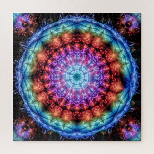 Puzzle Vibrante Tie Dye Kaleidoscope Arcoiris Mandala (Vertical)