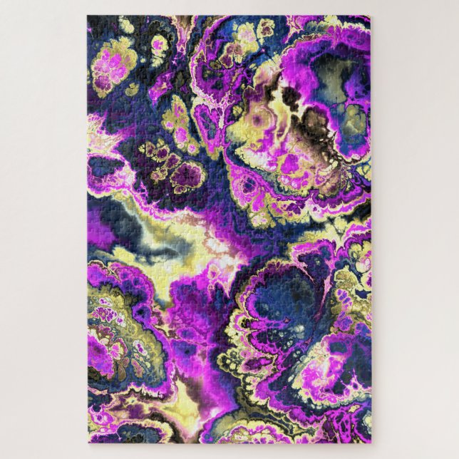 Puzzle Vibrante Trippy Boho Hippie Fractal Marble Art (Vertical)