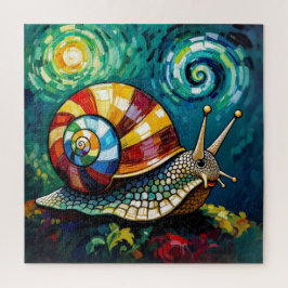 Puzzle Vibrantly Colorful Impasto Whimsical Snail