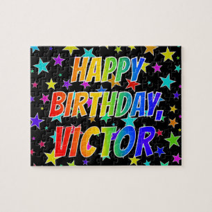 Puzzle "VICTOR" Nombre, Diversión "FELIZ CUMPLEAÑOS"
