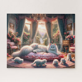 Puzzle Victorian Cats Feline Rose Garden Palace Family