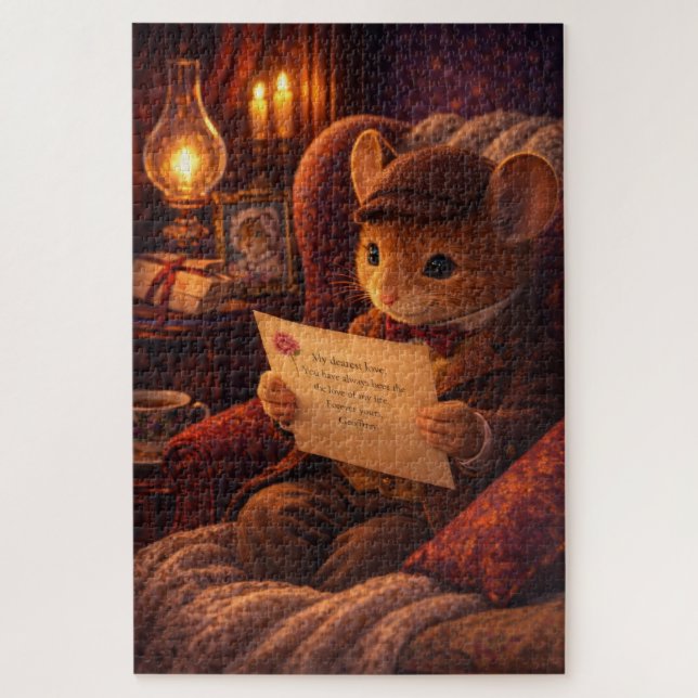 Puzzle Victorian Mouse Love Letter Candlelight (Vertical)