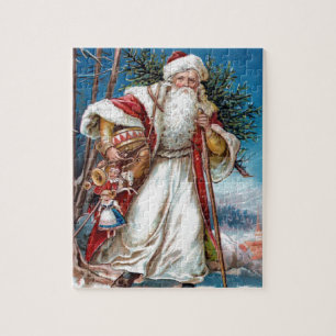 Puzzle Victorian Papá Noel en terciopelo rojo y la piel