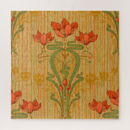 Puzzle Victoriano de flores de amapola floridas de estilo