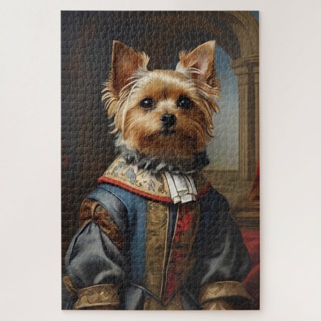 Puzzle Victoriano Yorkshire Terrier en ropa caprichosa (Vertical)