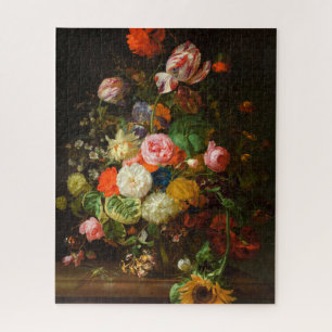 Puzzle Vida de rosas, tulipanes, un girasol, 1710