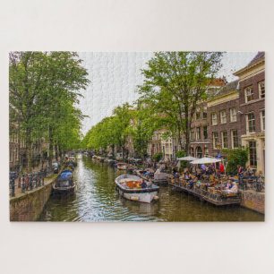 Puzzle Vida en el canal de Amsterdam, Países Bajos