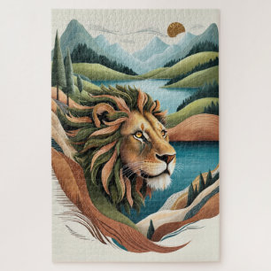 Puzzle Vida silvestre del Ilustracion híbrido de leones v