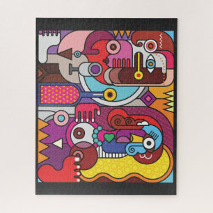 Puzzle Vidrio con manchas coloridas dos mujeres y una bot