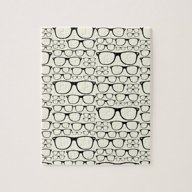 Puzzle Vidrios retros del friki Nerdy enrrollado de moda (Vertical)