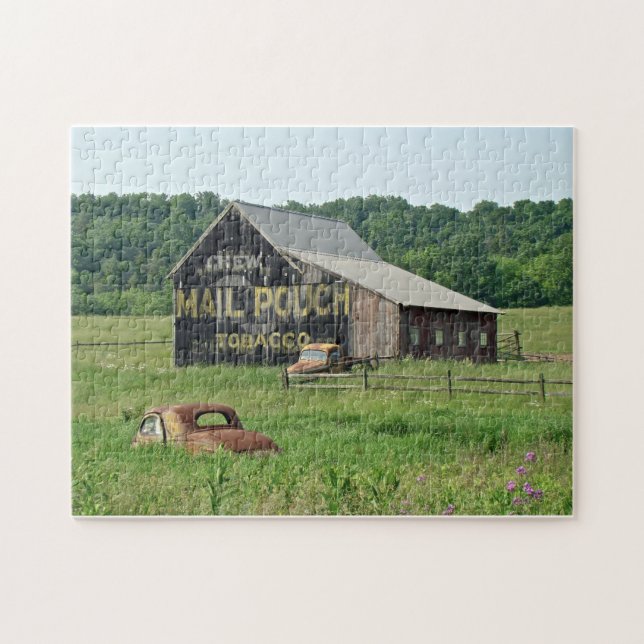 Puzzle Viejo Barn Mail Pouch Tabaco Publicidad Camión de  (Horizontal)