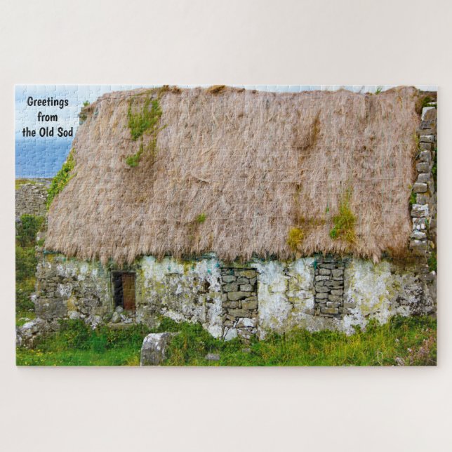 Puzzle Viejo Cottage irlandés Galway Irlanda. Rompecabeza (Horizontal)