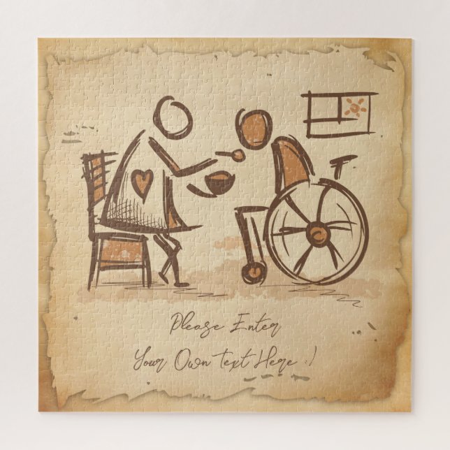 Puzzle Viejo cuidador de moda, asistente de Enfermería (Vertical)