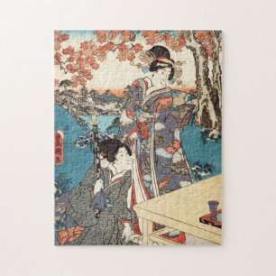 Puzzle Viejo desplazamiento ukiyo-e geisha japonés de Gu